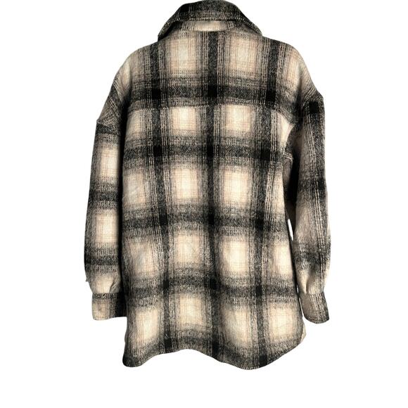 Bagatelle Collection Plaid Shacket Coat Beige Black Button Up Women’s Small - Picture 3 of 5